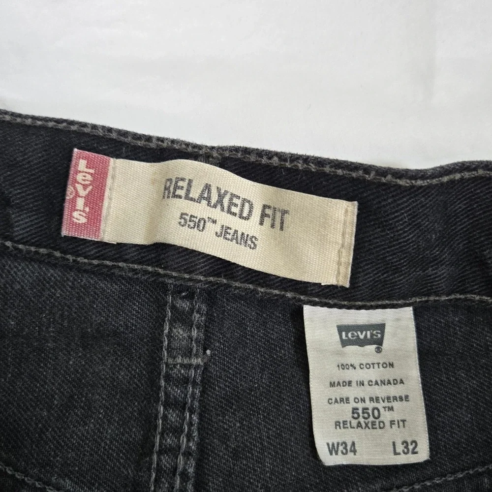 Vintage Levis 550‎ Jeans Mens 35x30 Faded Black Skater Grunge Made in Canada